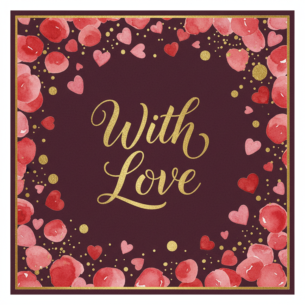 Romantic love card with roses and ribbon
